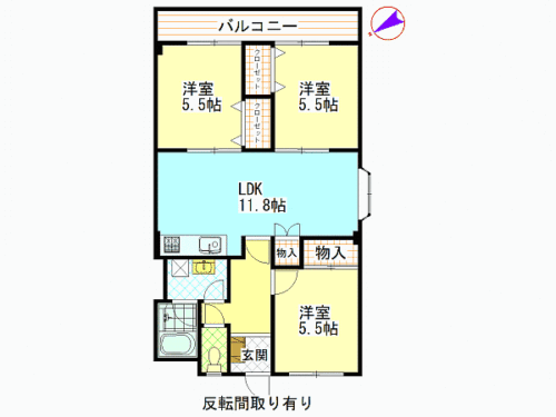 広島市安佐南区緑井4丁目の賃貸マンション<br>幼稚園・保育園・小学校近くがお子様連れ世帯に向いた3ＬＤＫ物件<br>ＪＲ駅へも徒歩圏内が通勤にも便利で室内はネット無料です